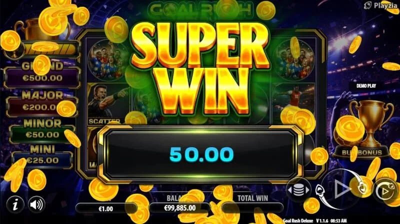 Goal Rush Deluxe - uiteindelijke superwinst met Grand Jackpot